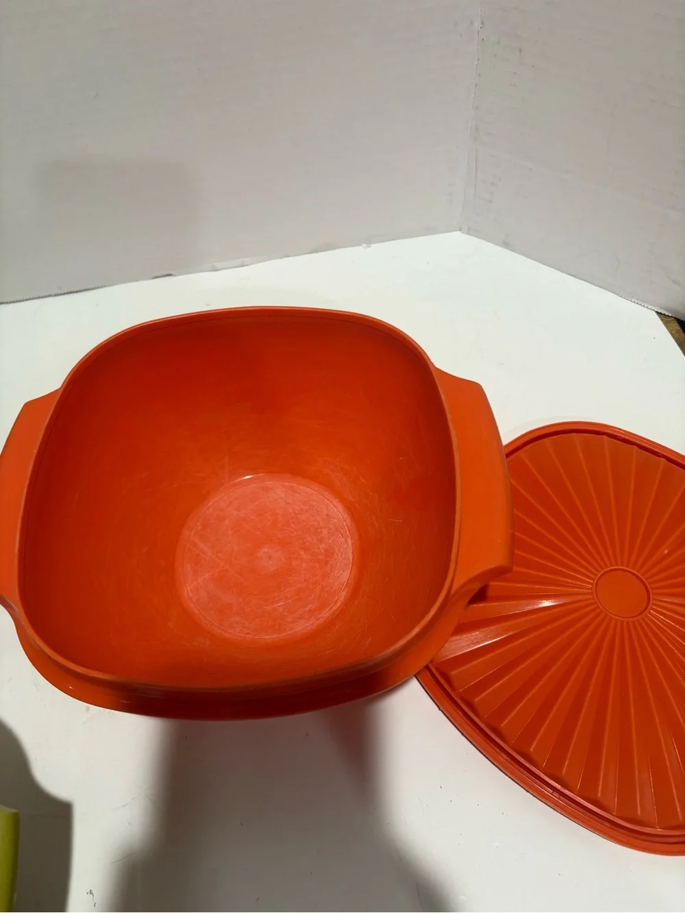 Stackable Olive Green and Orange Mixing Bowls with Lids - Tupperware